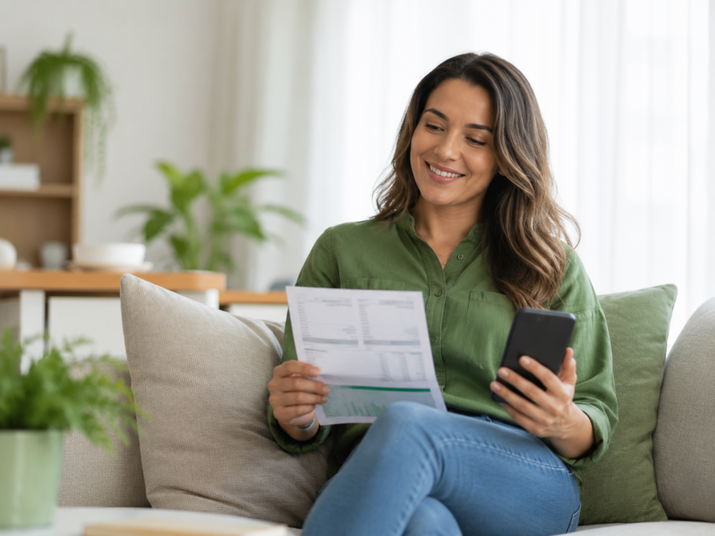 Cliente analisando conta de energia no celular